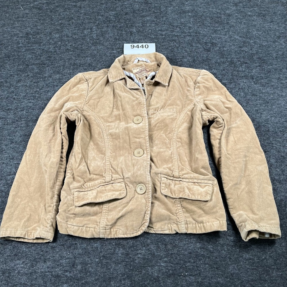 Aeropostale Tan Corduroy Blazer Jacket Womens Medium Limited Edition Cotton